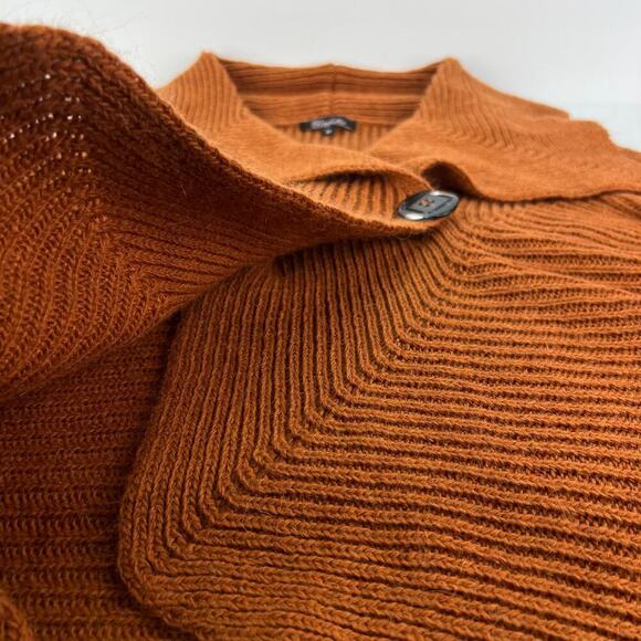 Elisabetta M Mohair/Wool Asymmetric Cardigan Sweater Made In Italy Burnt Siena - Picture 4 of 12